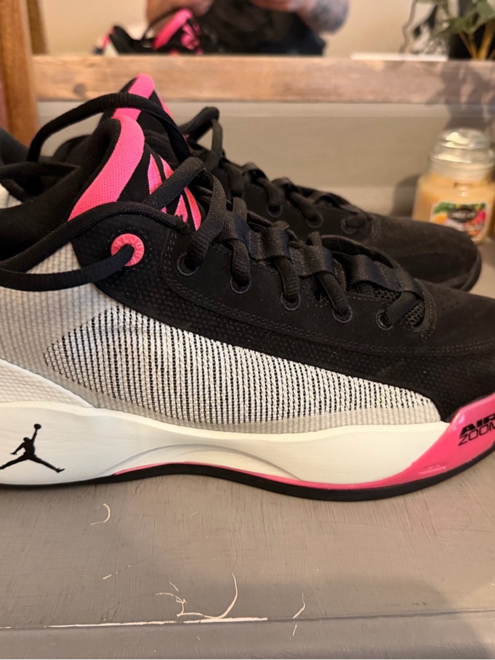 Jordan Men's Black, White & Pink Low-Top Athletic Sneakers